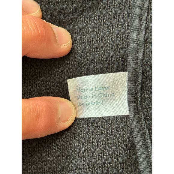 Marine Layer Women's Woven Cotton Blend Black Cardigan Sweater, Size Small - Picture 10 of 13